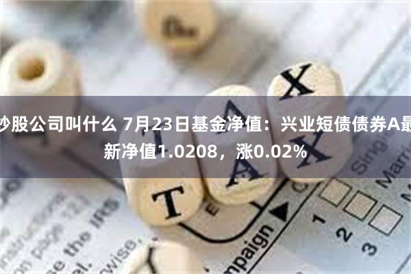 炒股公司叫什么 7月23日基金净值：兴业短债债券A最新净值1.0208，涨0.02%