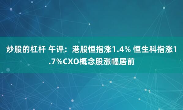 炒股的杠杆 午评：港股恒指涨1.4% 恒生科指涨1.7%CXO概念股涨幅居前