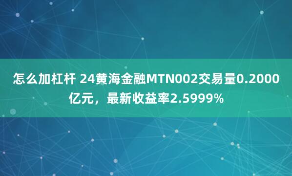 怎么加杠杆 24黄海金融MTN002交易量0.2000亿元，最新收益率2.5999%