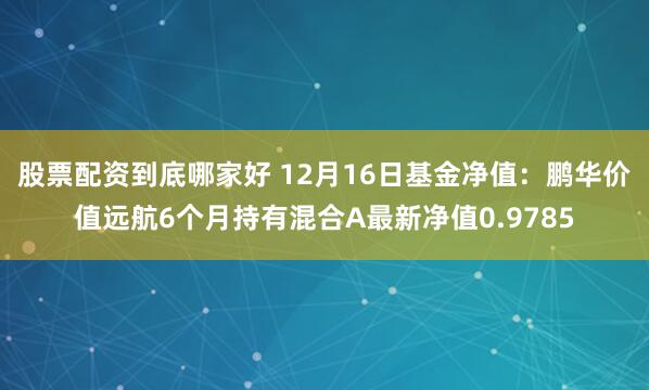 股票配资到底哪家好 12月16日基金净值：鹏华价值远航6个月持有混合A最新净值0.9785